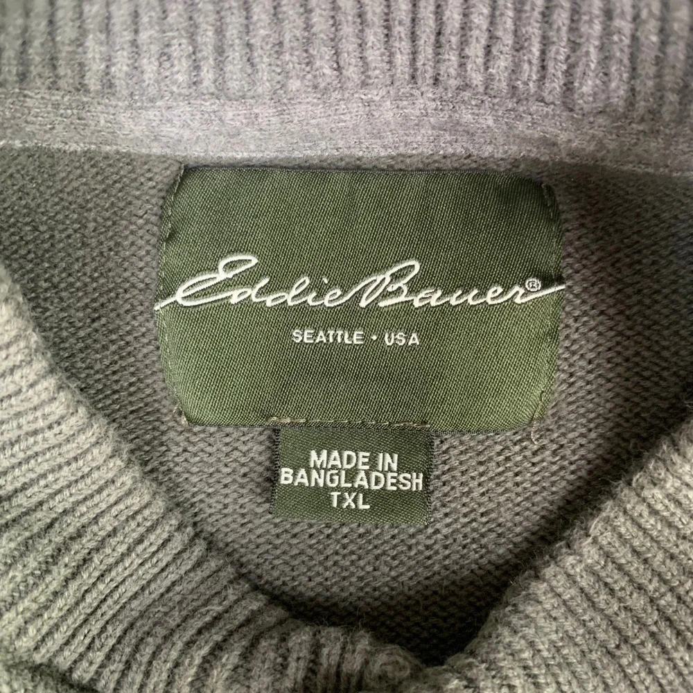 LOT OF 2 Eddie Bauer Henley Sweater Mens TXL Tall 100% Combed Cotton Pullover - Picture 4 of 8